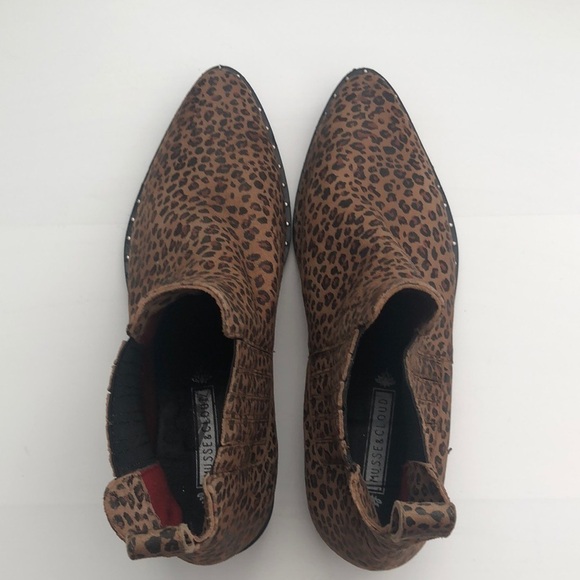 Musse & Cloud ankle booties leopard print studded easy slip on brown & balck tan - Picture 1 of 11